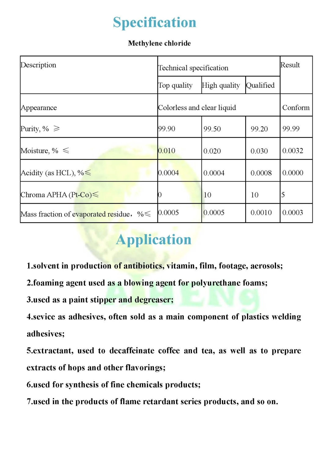 CAS 75-09-2 Paint Thinner / Solution Dye Industrial Pharmaceutical Methylene Chloride